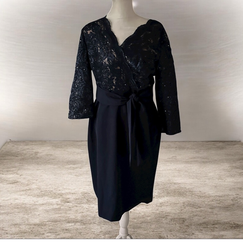 Alex Evenings Navy Dress lace upper size 6